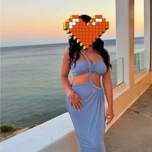 JLUXLABEL Sky Blue Twist Cutout Maxi Dress